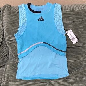 adidas Light Blue and Navy Performance Tank Top